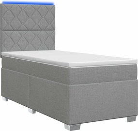 vidaXL Κρεβάτι box spring με στρώμα Ανοιχτό γκρι 90 x 190 cm Ύφασμα