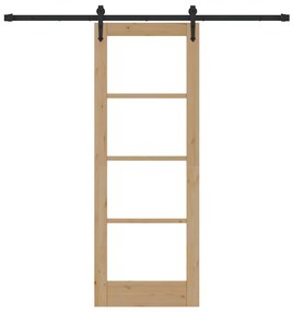 vidaXL Ολισθητή Πόρτα Καφέ 73.5 x 198.5 εκ. Ξύλο και μέταλλο