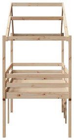 vidaXL Κρεβάτι Υπερυψωμένο με Οροφή 75x190εκ. από Μασίφ Ξύλο Πεύκου