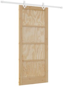vidaXL Συρόμενη Πόρτα  με Σετ Εξαρτημάτων 86x198.5 cm Συμπαγές Ξύλο Πεύκου