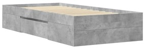 vidaXL Πλαίσιο Κρεβατιού Γκρι Σκυροδέματος 75 x 190 εκ. Επεξεργ. Ξύλο
