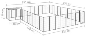 vidaXL Σπιτάκι Σκύλου Μαύρο 25,41 μ² Ατσάλινο