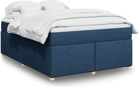 vidaXL Κρεβάτι Boxspring με Στρώμα Μπλε 140x200 εκ. Υφασμάτινο