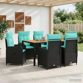 vidaXL Σετ Εξωτερικής Τραπέζης 7 τμχ. Black and Turquoise