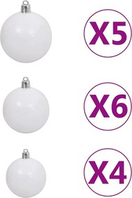 vidaXL Τεχνητό χριστουγεννιάτικο δέντρο με LED/σετ μπάλες/κουκουνάρια 180εκ.
