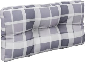 vidaXL Μαξιλάρια Παλέτας 2 τεμ. Γκρι Καρό Υφασμάτινα