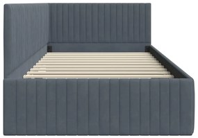 vidaXL Κρεβάτι Γωνίας με κεφαλάρι Σκούρο γκρι 100 x 200 cm Βελούδο