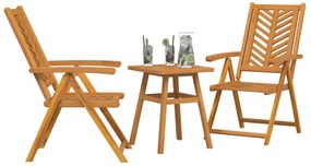 vidaXL Σετ Μπιστρό Κήπου 3 pcs Καφέ Μασίφ ξύλο ακακίας