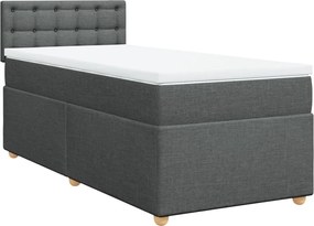 vidaXL Κρεβάτι Boxspring με Στρώμα Σκούρο Γκρι Single Υφασμάτινα
