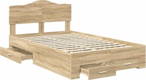 vidaXL Σκελετός Κρεβατιού Δρύς Sonoma 135 x 190 cm Επεξεργασμένο Ξύλο