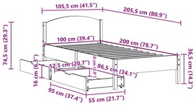 ΣΚΕΛΕΤΟΣ ΚΡΕΒ. ΧΩΡΙΣ ΣΤΡΩΜΑ ΚΑΦΕ ΚΕΡΙΟΥ 100X200 ΕΚ ΜΑΣΙΦ ΠΕΥΚΟ 3301844