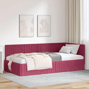 vidaXL Κρεβάτι Γωνίας με κεφαλάρι Μπορντό 100 x 200 cm Βελούδο