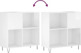 vidaXL Δισκοθήκη Γυαλιστερή Λευκή 84,5 x 38x 89 εκ. από Επεξεργ. Ξύλο