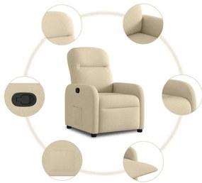 vidaXL Πολυθρόνα Ανακλινόμενη Κρεμ Υφασμάτινη