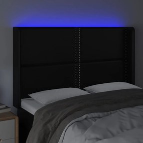 Κεφαλάρι Κρεβατιού LED Μαύρο 147x16x118/128 εκ. Συνθετ. Δέρμα 3123998