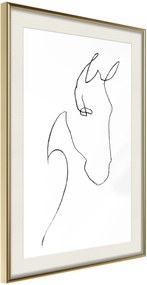 Αφίσα - Sketch of a Horse's Head - 20x30 - Χρυσό - Με πασπαρτού