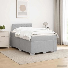 vidaXL Κρεβάτι box spring με στρώμα Ανοιχτό γκρι 120 x 190 cm Ύφασμα
