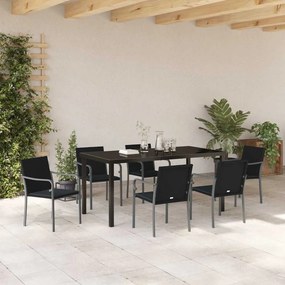 vidaXL Σέτ φαγητού για κήπο 7 pcs Μαύρο και Γκρι Ράτα PE