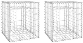 vidaXL Συρματοκιβώτια Στύλοι 2 τεμ. 50 x 50 x 60 εκ. Σιδερένιοι