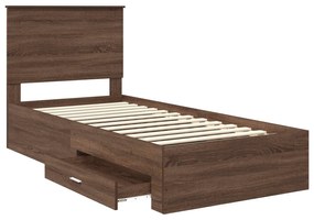 vidaXL Σκελετός Κρεβατιού Καφέ Δρύινο και Ασημί 100 x 200 cm