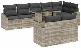vidaXL Σετ Καναπέ Κήπου με μαξιλάρι 9 pcs Γκρι Μπεζ 100 x 55 x 73 εκ