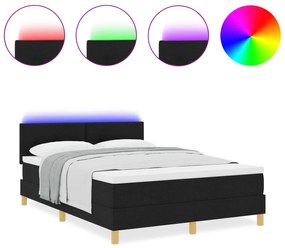 vidaXL Κρεβάτι με Βάση και Στρώμα & LED Μαύρο 160x200 cm Υφασμάτινο