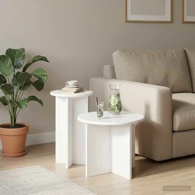 vidaXL Σετ βοηθητικά τραπεζάκια 2 τεμ. Λευκό Ø 45 x 35 cm