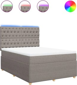 vidaXL Κρεβάτι Boxspring με Στρώμα Taupe 140x200 εκ. Υφασμάτινο