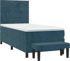 vidaXL Κρεβάτι Boxspring με Στρώμα Σκούρο Μπλε 80 x 200 εκ. Βελούδινο