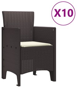 vidaXL Σετ Τραπεζαρίας Κήπου 11 Τεμ. με Μαξιλάρια Καφέ Συνθετικό Ρατάν
