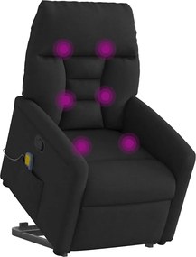 vidaXL Πολυθρόνα Μασάζ Ανακλινόμενη με Ανύψωση Μαύρη Υφασμάτινη