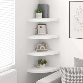 vidaXL Ράφια Τοίχου Γωνιακά 4 τεμ. Άσπρα 35x35x3,8 εκ. MDF