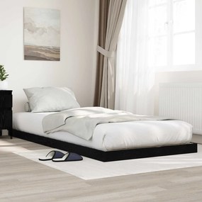 vidaXL Κρεβάτι δαπέδου Μαύρη Οξυά 75 x 190 cm Επεξεργασμένο ξύλο
