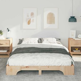 vidaXL Κρεβάτι δαπέδου με αποθήκευση Καφέ 140 x 210 cm ξύλο