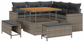 vidaXL Σετ Καναπέ Κήπου 8 pcs Γκρι συνθετικό ρατάν