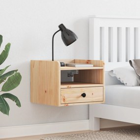 vidaXL Κομοδίνο με συρτάρι Επιτοίχιο Καφέ 38 x 36 x 29.5 εκ Συμπαγές ξύλο πεύκου