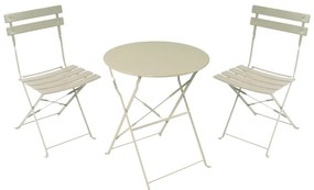 Τραπεζαρία Bistro pakoworld σετ 3τεμ μεταλλική αναδιπλούμενη σε μπεζ απόχρωση Φ60x71εκ