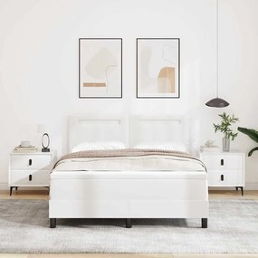vidaXL Κρεβάτι με Στρώμα με στρώμα Λευκό 140 x 200 cm Τεχνητό δέρμα
