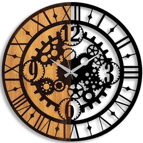 Ρολόι Τοίχου 539TNL1159 Φ56cm Walnut-Black Wallity Metal,Wood