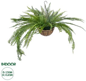 20624 GloboStar® Artificial Garden FERN HANGING PLANT 20624 Τεχνητό Κρεμαστό Διακοσμητικό Φυτό Φτέρης Y45cm