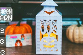 Σετ των 2 Intra απο ξύλο plywood Χρώμα wenge 3mm-4mm πάχος - Halloween Lantern , Halloween Decor Δίασταση 15x15 cm INTRAFABR-80119604