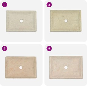 vidaXL Νιπτήρας Κρεμ 50 x 35 x 10 εκ. Μαρμάρινος