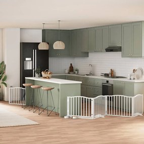 Διαχωριστικό Σκύλων/Πόρτα Πτυσσόμενο 8 Πάνελ 640εκ Ξύλο Λεύκας