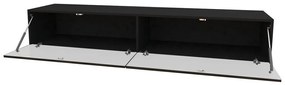 Τραπέζι Tv Charlotte A122, Γυαλιστερό μαύρο, Μαύρο, Ο αριθμός των θυρών: 2, 180x30x40cm, 30 kg | Epipla1.gr