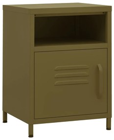 vidaXL Κομοδίνο Πράσινο Λαδί 35 x 35 x 51 εκ. από Ατσάλι