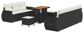 vidaXL Σετ Καναπέ Κήπου 10 pcs Μαύρο συνθετικό ρατάν