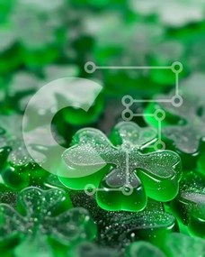 Intra Συλλεκτικό Ξύλινο Παζλ Plywood  4mm - Κοντινό πλάνο Green Gummy Bears με Glitter Σε Ξύλινο Κουτί - Διαστάσεις: 10x10 cm – 25 κομμάτια