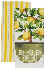 Πετσέτες Κουζίνας Fazzy 257 (Σετ 2τμχ) Green-Yellow Kentia 40x60cm 100% Βαμβάκι