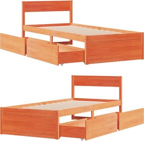 vidaXL Σκελετός Κρεβ. Χωρίς Στρώμα Καφέ Κεριού 90x200 εκ Μασίφ Πεύκο