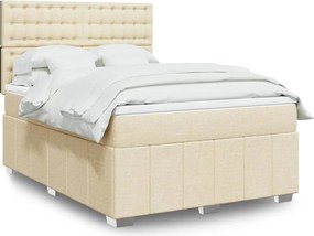 vidaXL Κρεβάτι Boxspring με Στρώμα Κρεμ 140x200 εκ. Υφασμάτινο